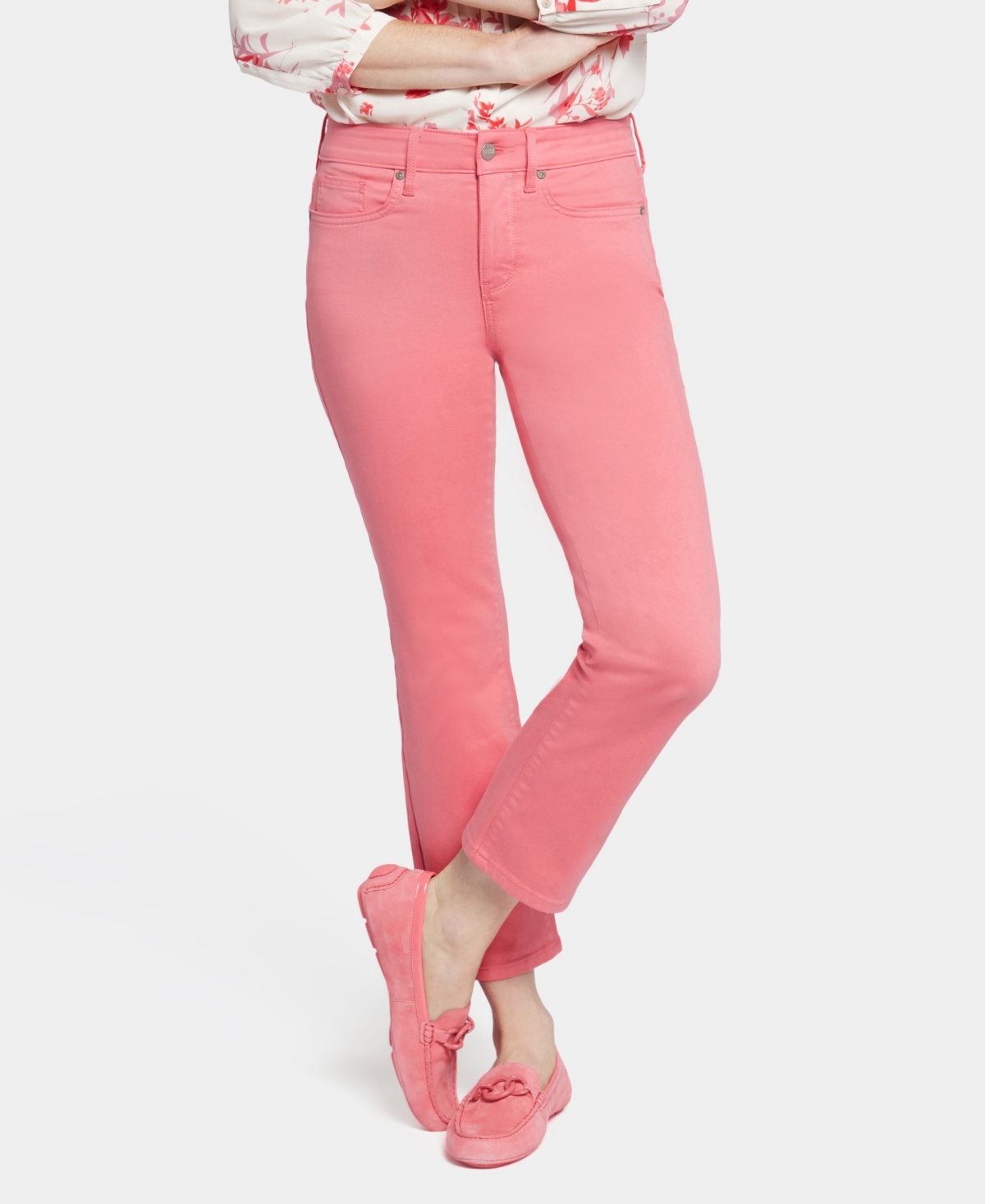 Shop Nydj 's Marilyn Straight Ank Jeans In Pink Punch