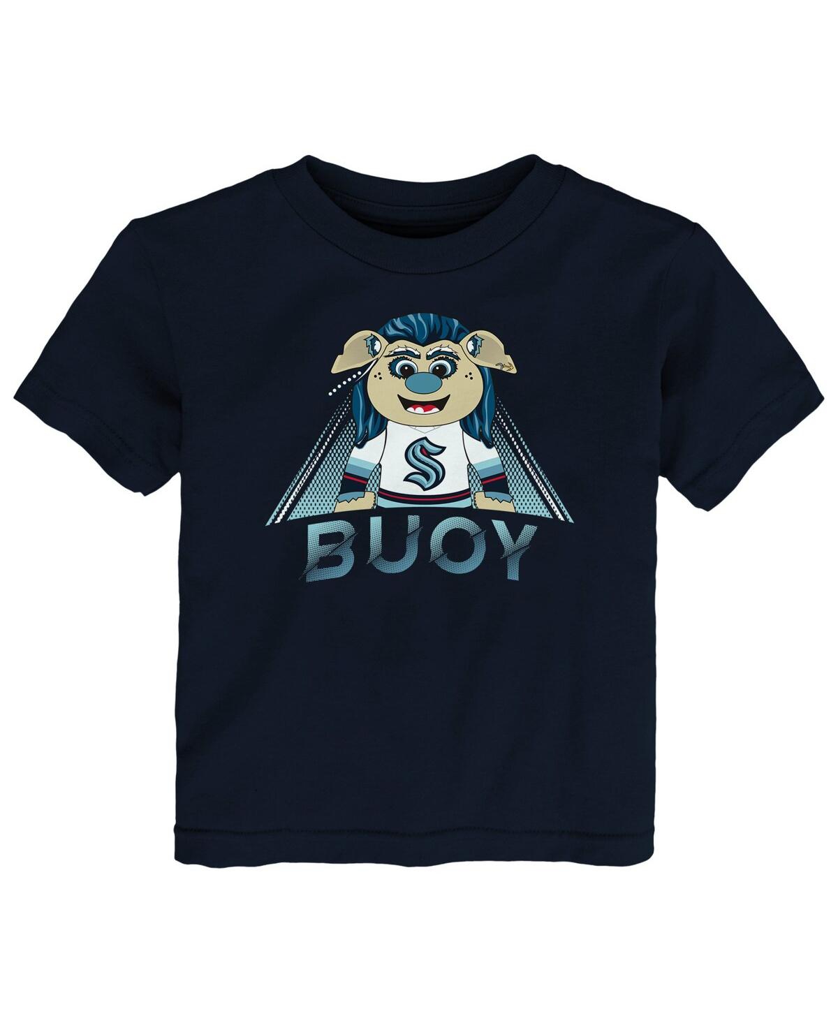 Outerstuff Babies' Toddler Boys And Girls Deep Sea Blue Seattle Kraken Mascot Callout T-shirt