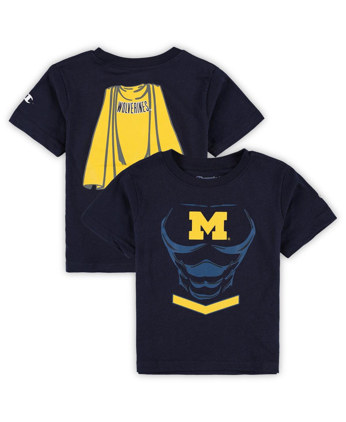 CHAMPION TODDLER BOYS AND GIRLS CHAMPION NAVY MICHIGAN WOLVERINES SUPER HERO T-SHIRT