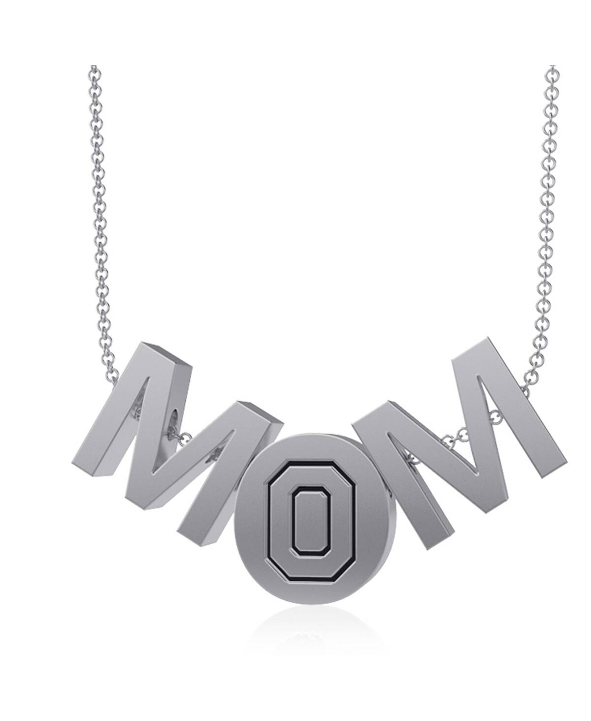 Dayna Designs Women's  Ohio State Buckeyes Mom Necklace In Silver