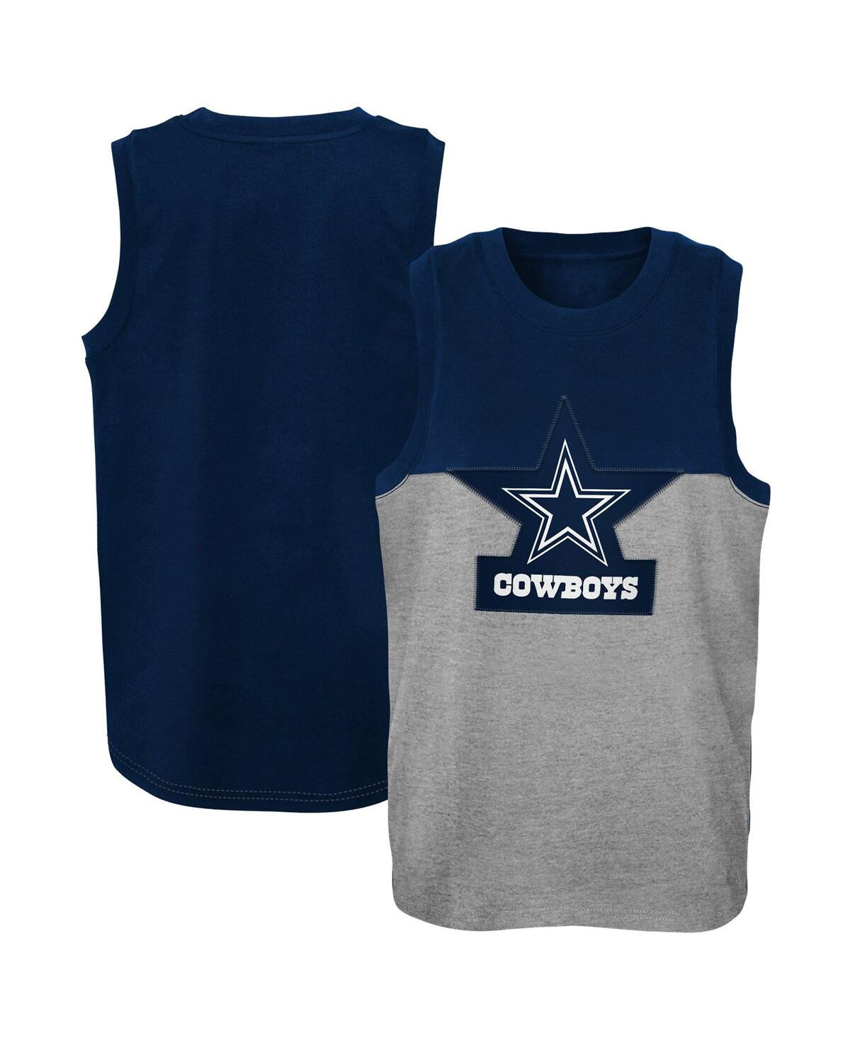 Outerstuff Kids' Big Boys Navy And Gray Dallas Cowboys Revitalize Tank Top In Navy,gray