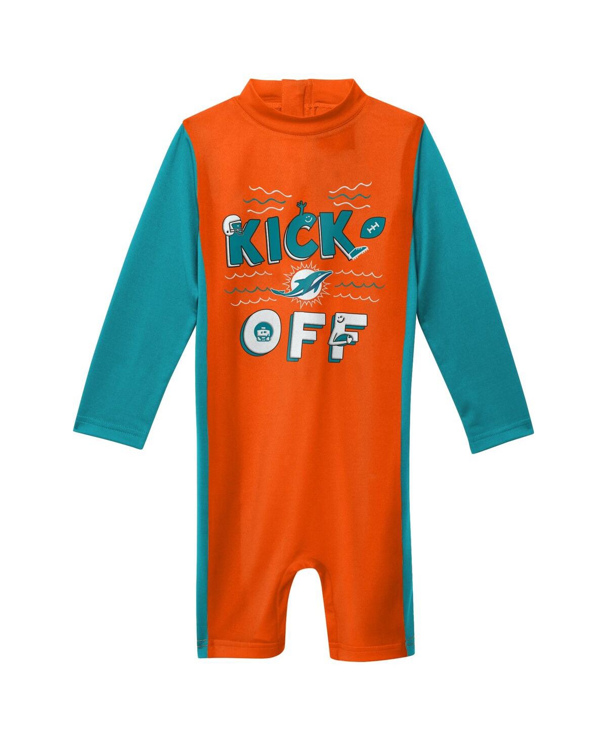 Outerstuff Babies' Toddler Boys And Girls Orange Miami Dolphins Wave Runner Long Sleeve Wetsuit
