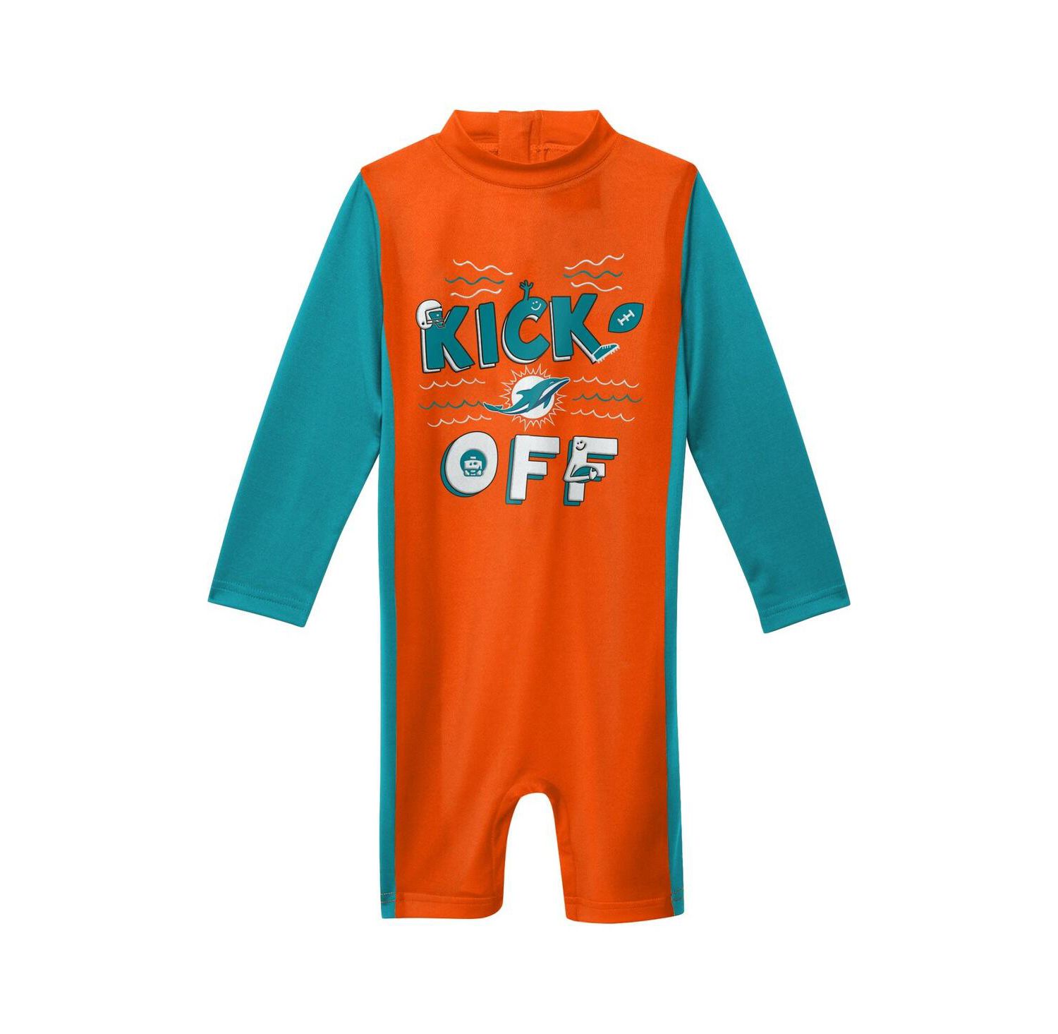 Toddler Boys and Girls Orange Miami Dolphins Wave Runner Long Sleeve Wetsuit