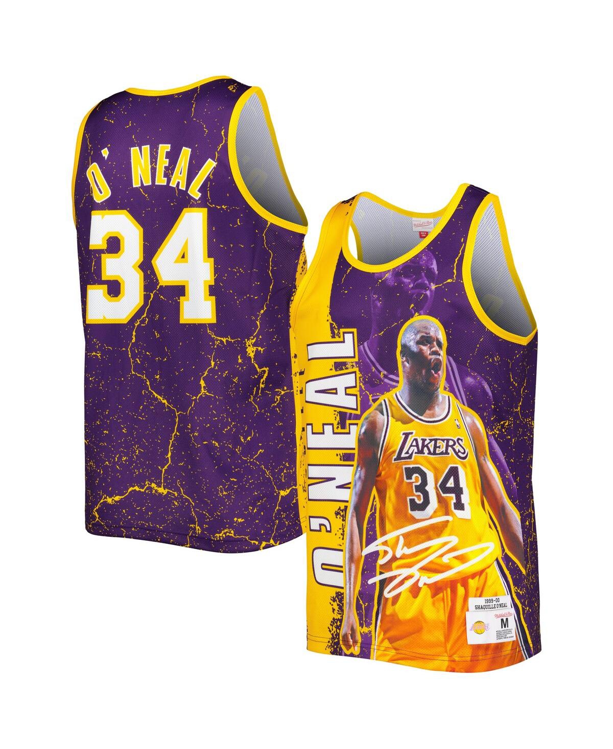 Men's Mitchell & Ness Shaquille O'NealLos Angeles Lakers 1999-00 Hardwood Classics Player Burst Tank Top - Purple