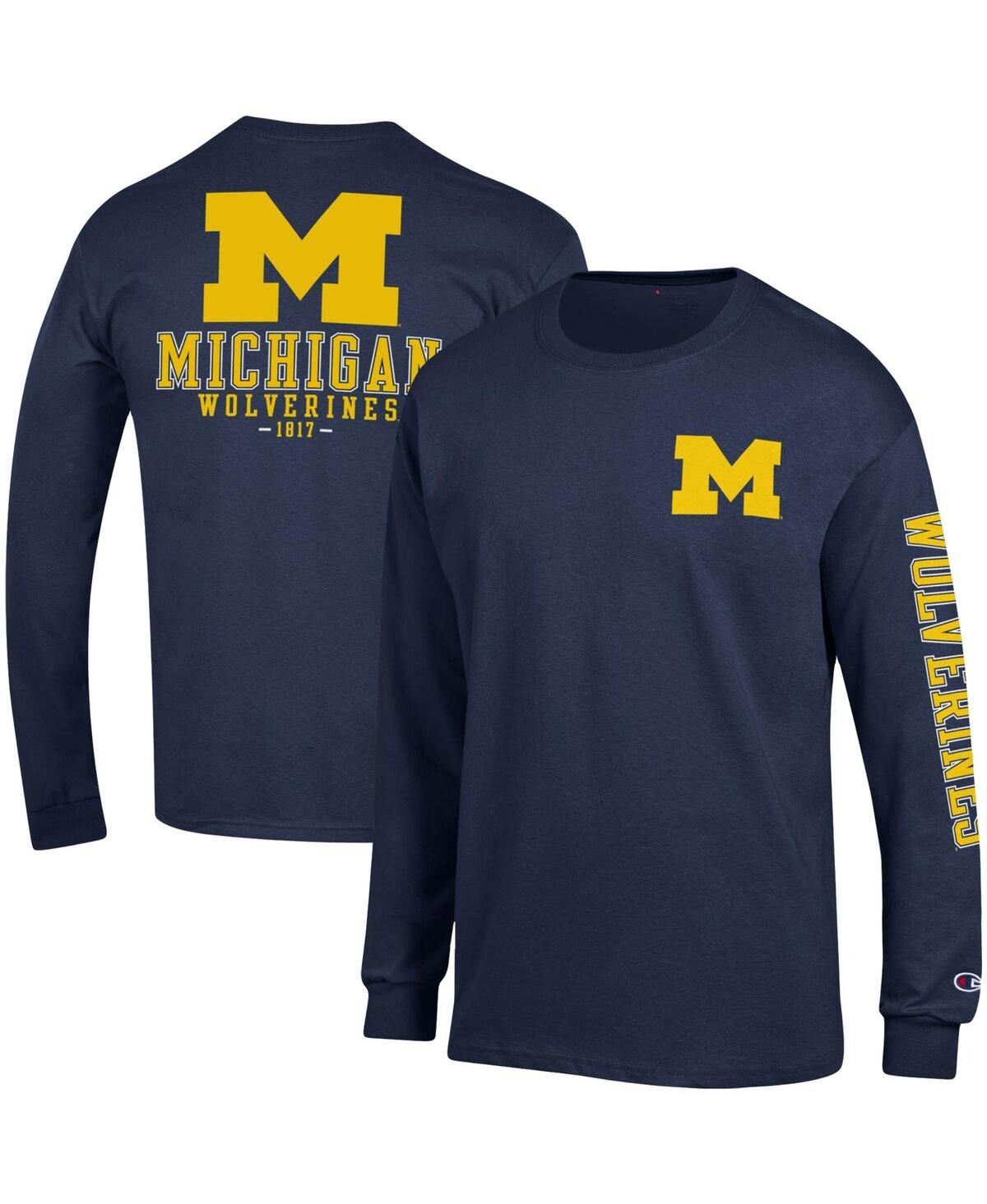 Men's ChampionMichigan Wolverines Team Stack Long Sleeve T-shirt - Navy