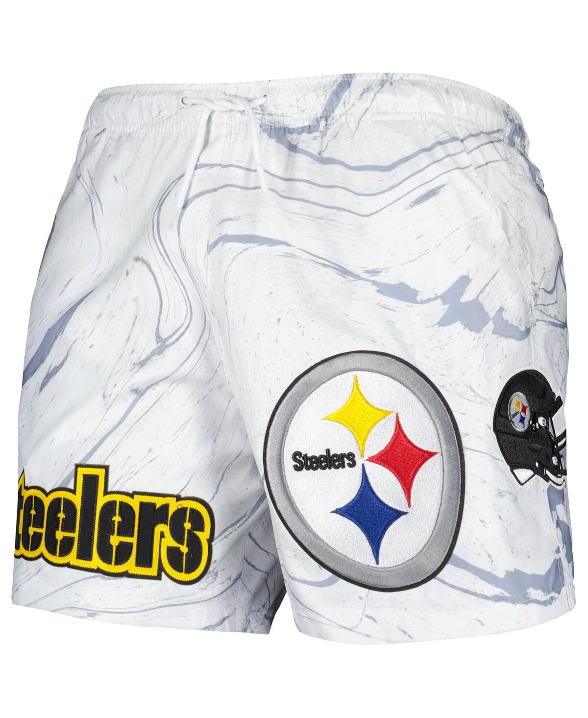 Pro Standard White Pittsburgh Steelers Allover Marble Print Shorts In White