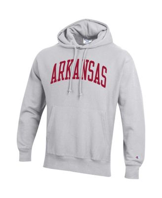 Men's Heathered Gray Arkansas Razorbacks Team Arch Reverse Weave Pullover Hoodie