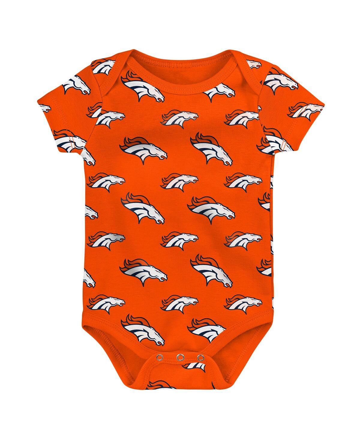 Shop Outerstuff Newborn And Infant Boys And Girls Orange, Gray Denver Broncos Two-pack Double Up Bodysuit Set In Orange,gray
