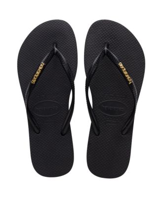 Women's Slim Logo Metallic Slip On Sandals