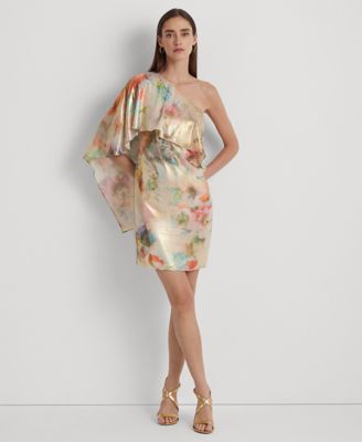 Lauren Ralph Lauren Women s Floral One Shoulder Cape Cocktail Dress Macy s