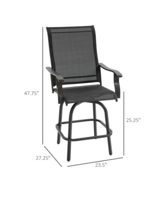 Set of 2 Outdoor Swivel Bar Stools for Backyard Balcony Poolside,