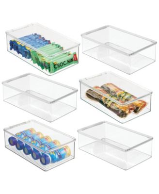 mDesign Plastic Kitchen Food Storage Container Bin Box with Lid - 6 ...