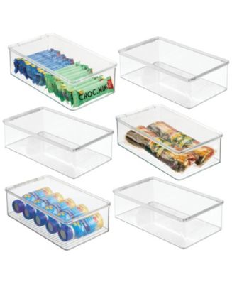 mDesign Plastic Kitchen Food Storage Container Bin Box with Lid - 6 ...