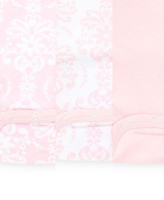 Baby Girls Damask Short Sleeved Bodysuits, Pack of 3