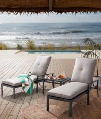 Agio - Marlough II Outdoor Aluminum 3-Pc. Chaise Set (2 Chaise Lounges and 1 End Table) with Sunbrella&reg; Cushions