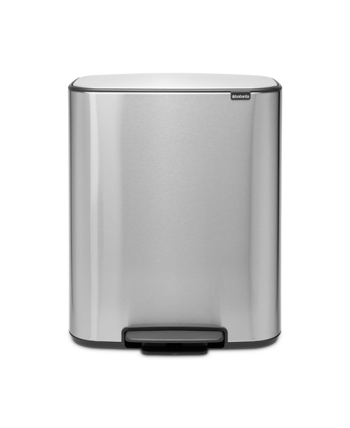 Brabantia Bo Step On Dual Compartment Trash Can, 2 X 8 Gallon, 2 X 30 Liter In Matte Steel Fingerprint Proof