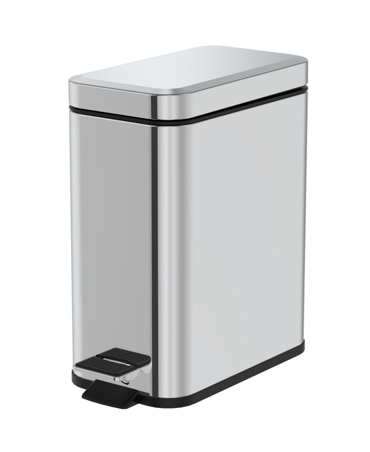 1.3 Gallon Slim Trash Can, Stainless Steel Step on Bathroom and Office Garbage Can, Brilliant Silver - Silver