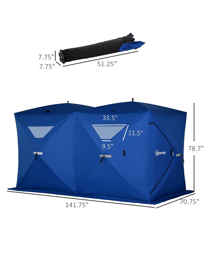 Outsunny 8 Person Ice Fishing Shelter, Waterproof Oxford Fabric