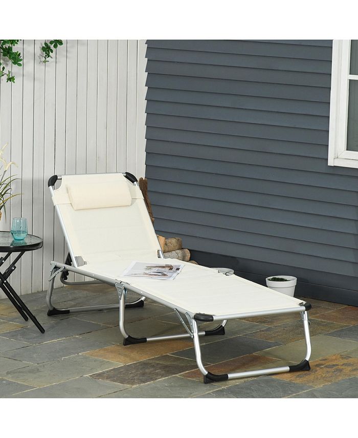 Outsunny Padded Patio Sun Lounge Chair, Foldable Reclining Chaise