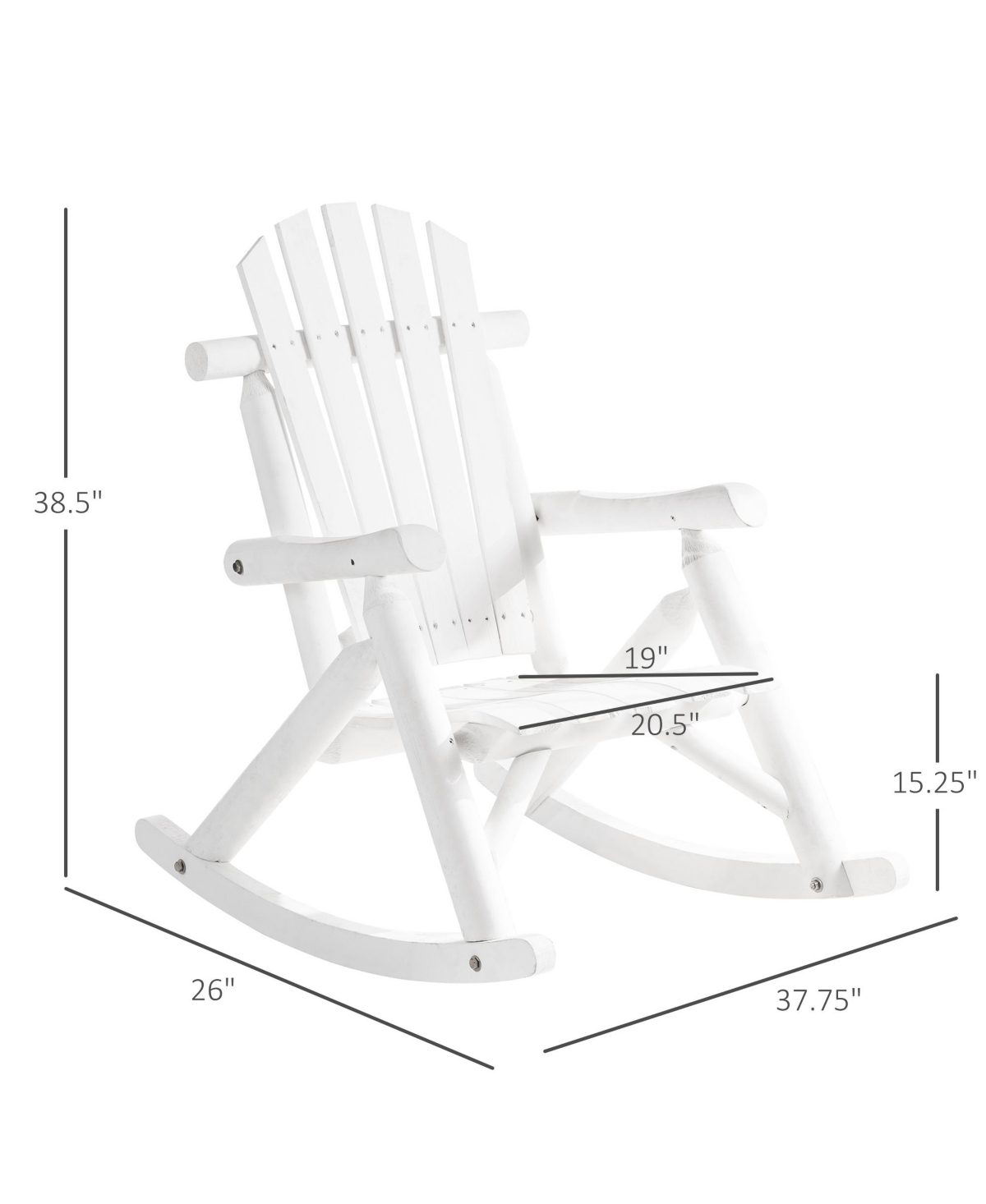 Outsunny Outdoor Adirondack Style Wooden Rocking Chair, Large,