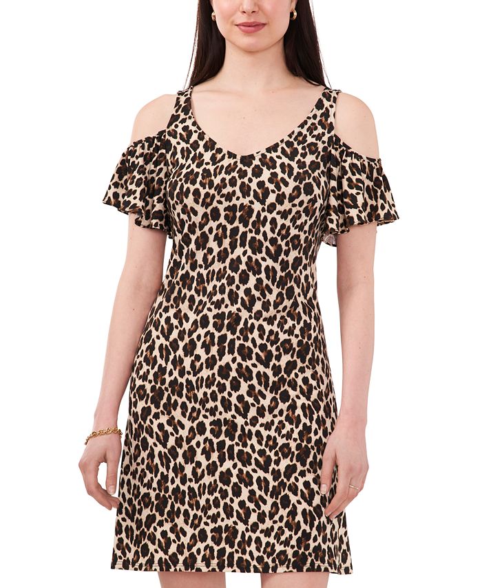 MSK Women's Animal-Print Cold-Shoulder Dress - Macy's