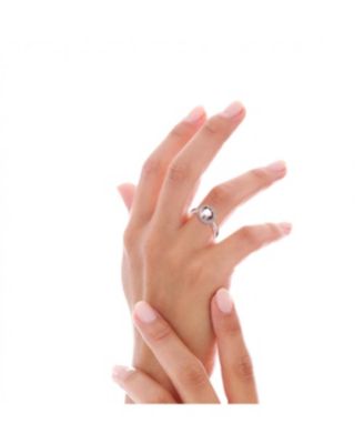 Sterling Silver with Rose Gold Plated Halo Round Pink Cubic Zirconia Solitaire Ring