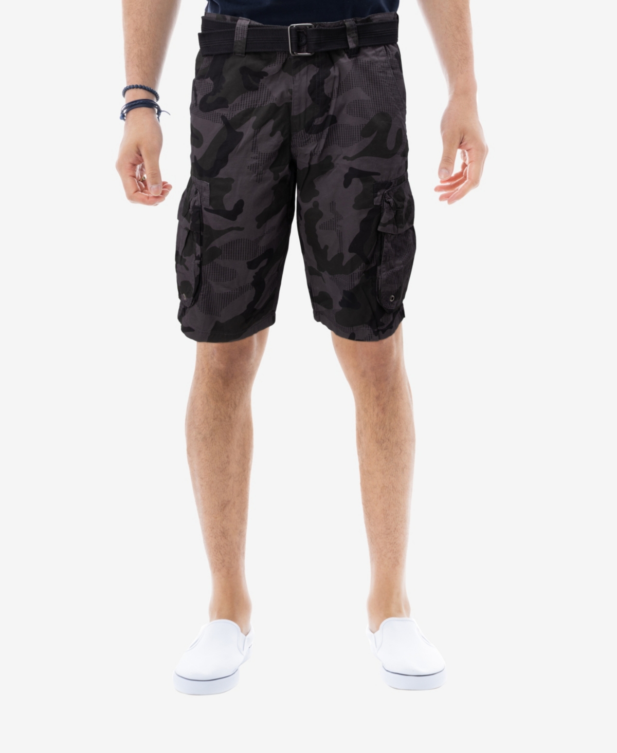 X-ray Xray Belted Cotton Twill Cargo Shorts In Charcoal Camo