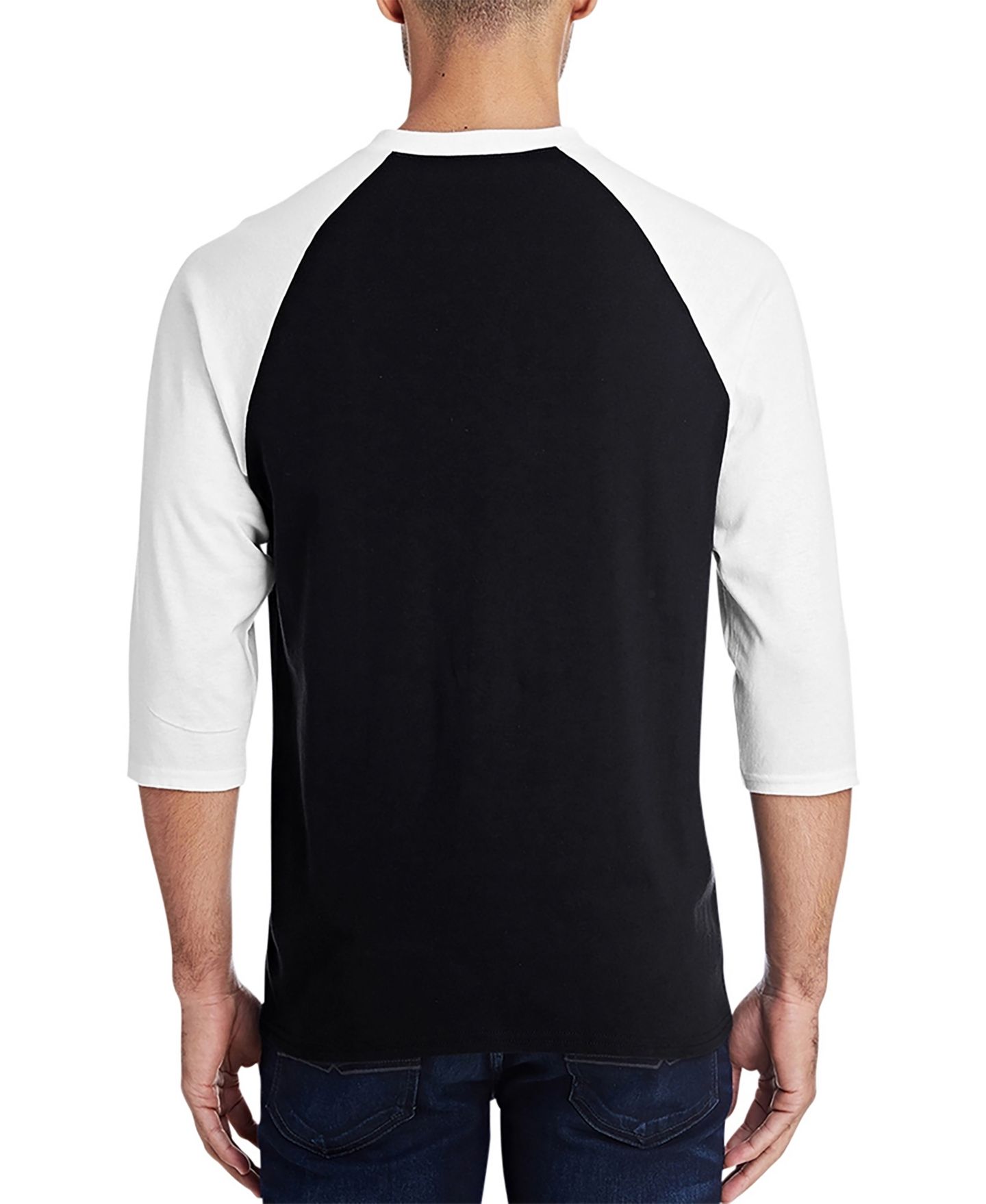 Мужская футболка LA Pop Art Raglan Baseball Word Art Fireworks American Flag, цвет: Чёрный / Белый — фото 2
