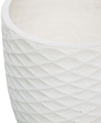White Ceramic Indoor Outdoor Planter with Wood Legs Set of 2
