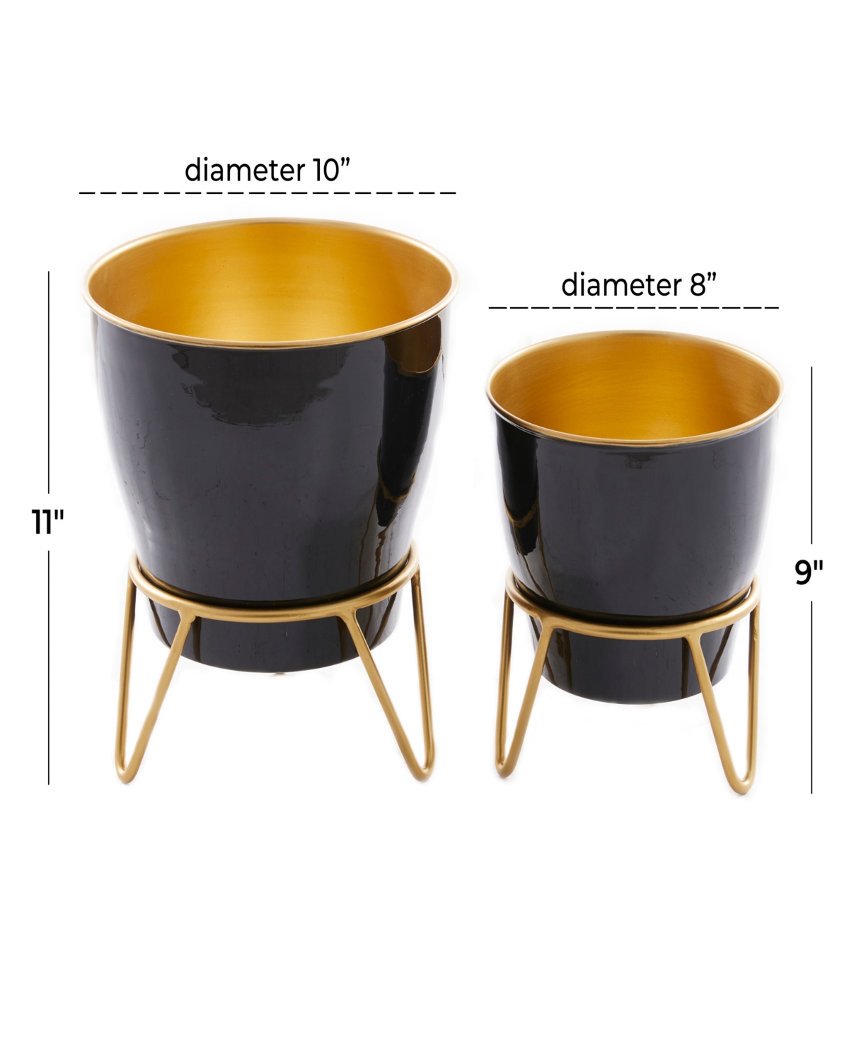 Novogratz Collection Metal Indoor Outdoor Planter With Removable Stand Set Of 2 In Black
