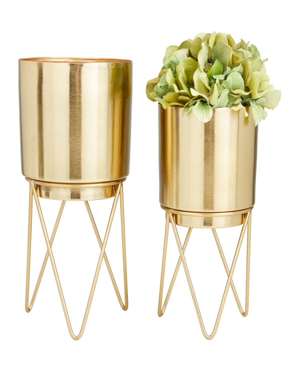 Gold-Tone Metal Planter with Removable Stand Set of 2 - Black