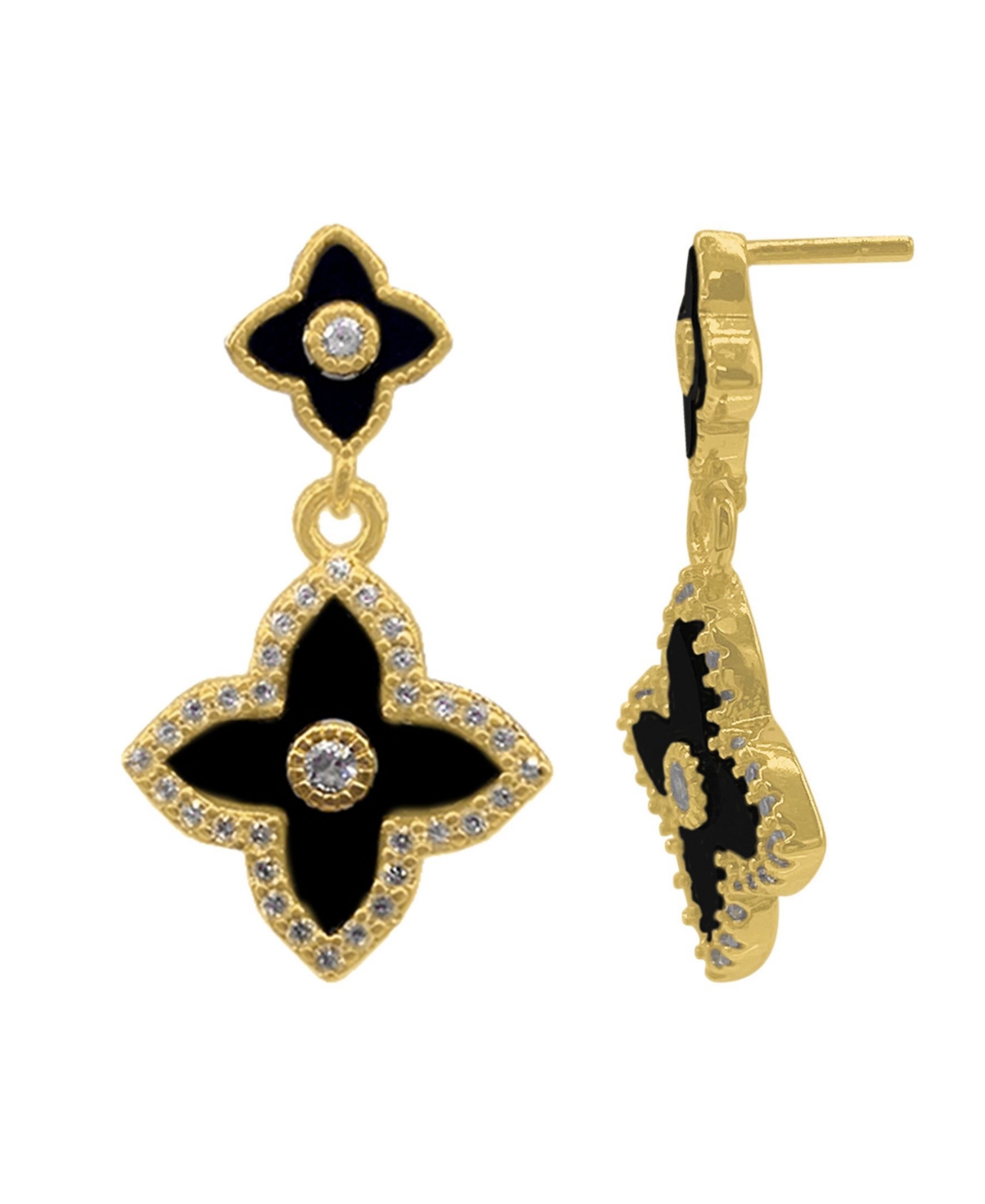 Shop Adornia 14k Gold Plated Black Clover Drop Earrings