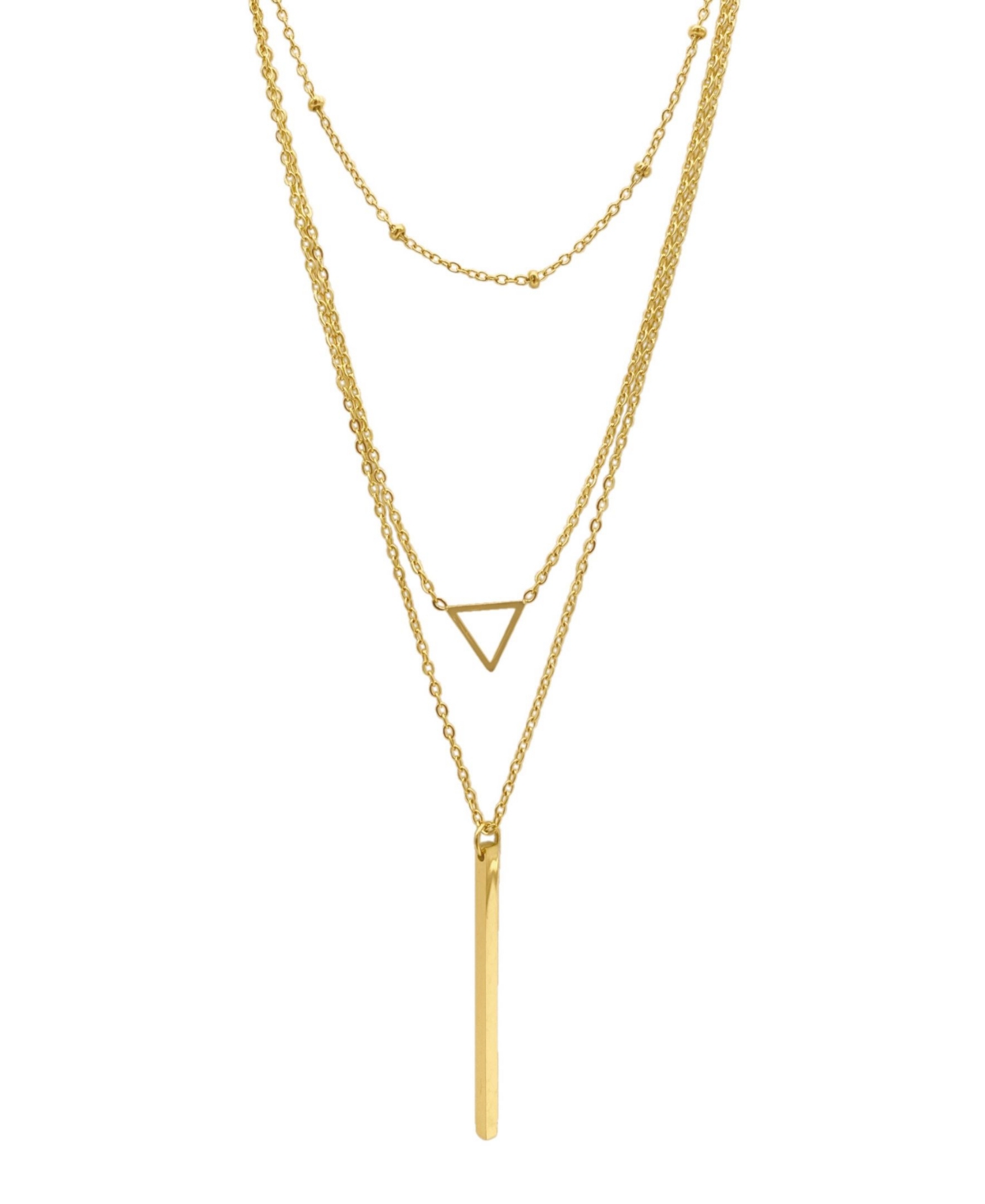 15-17" Adjustable 14K Gold Plated Layered Pendant Necklace Set - Gold