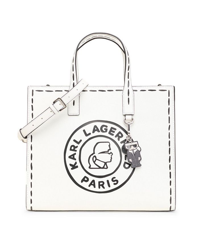 Karl Lagerfeld Paris Nouveau Small Box Crossbody Tote White Perf