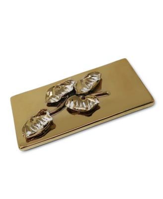 Oblong Decorative Box with Flower Design Lid, 6" L