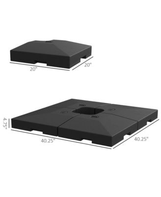 4 Pieces Cantilever Patio Umbrella Base, Outdoor Offset Umbrella Weights, 176 lbs Capacity Water or 264 lbs Capacity Sand Plates Set, Black