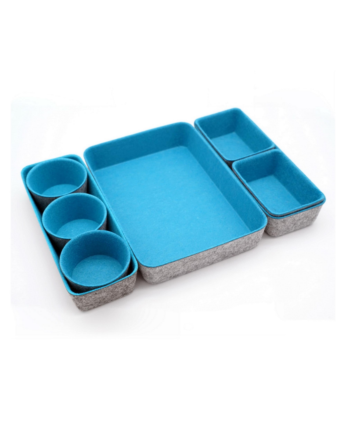 Shop Welaxy 8 Piece Felt Drawer Organizer Set With Round Cups And Trays In Turquoise