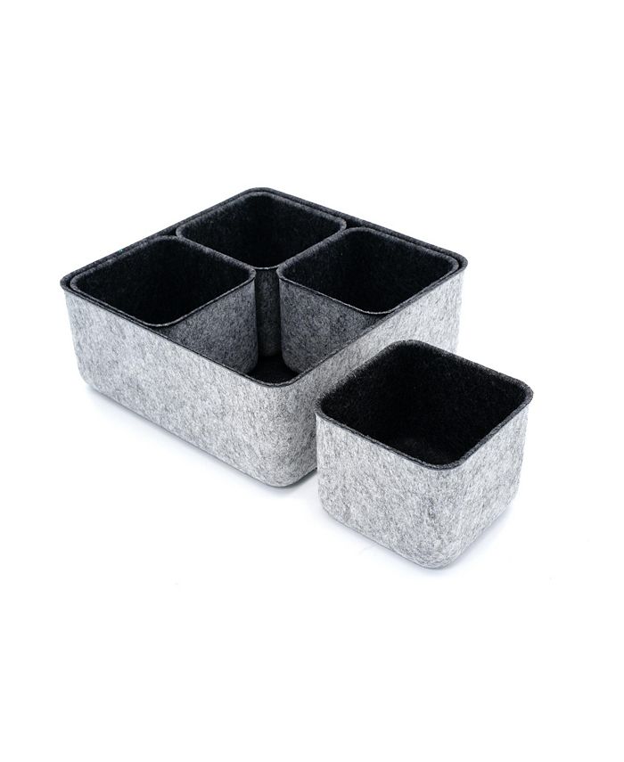 Welaxy 5 Piece Square Felt Storage Bin Set Macy's