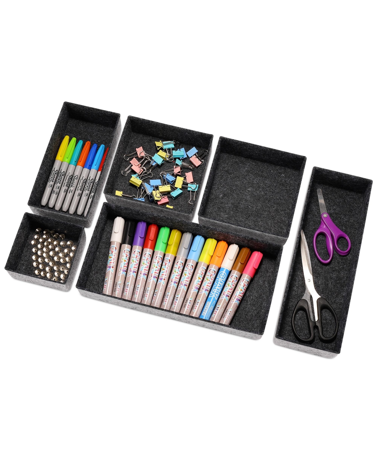 Shop Welaxy Deluxe 6 Piece Rectangular Organizer Bin Gift Boxed Set In Charcoal
