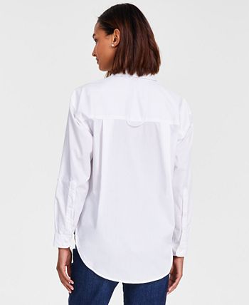 Gloria Vanderbilt Women's Amanda Monogram Button Down Shirt, Vintage White,  Small 