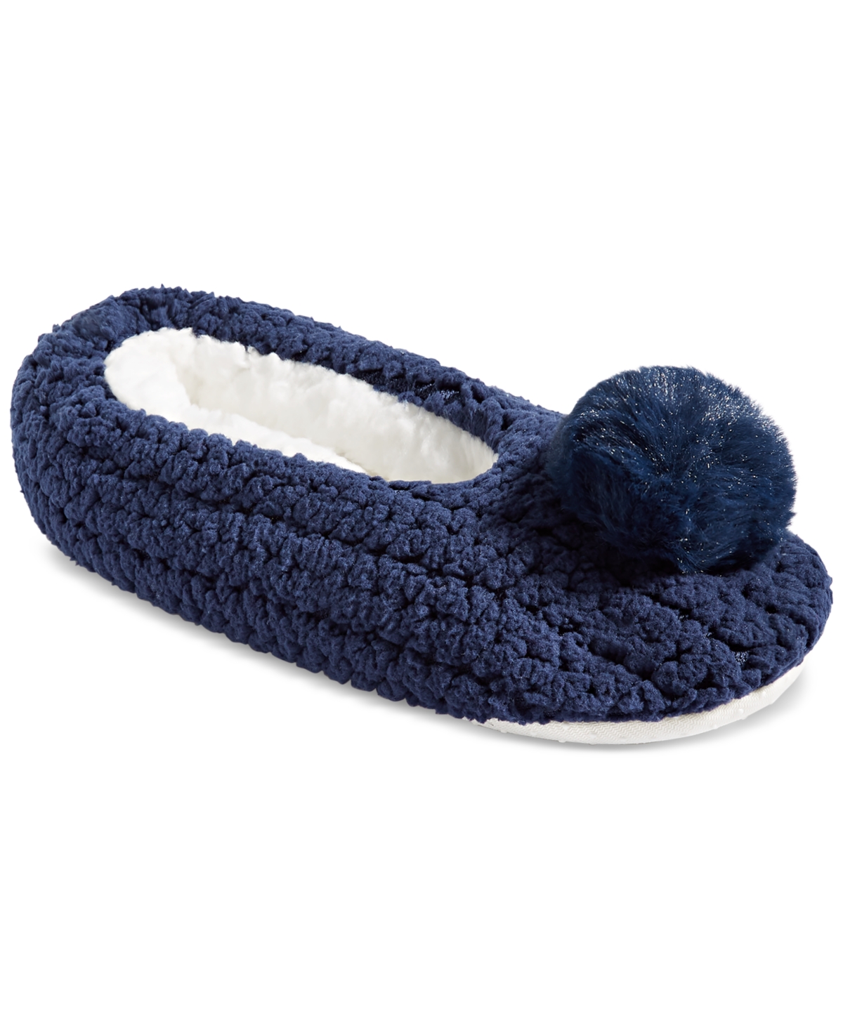 Charter Club Women's Pom Pom Ped Socks, Created For Macy's In Medieval Blue