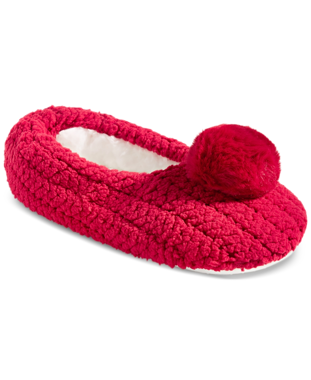Charter Club Women's Pom Pom Ped Socks, Created For Macy's In Candy Red