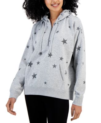 Hippie Rose - Juniors' Printed Quarter-Zip Hoodie