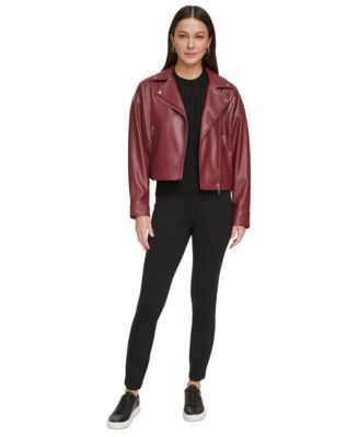 DKNY - Women's Faux-Leather Moto Jacket