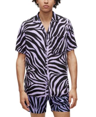 Hugo Boss - Men's Ellino Regular-Fit Zebra-Print Shirt