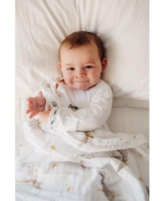 Certified Organic Muslin Four-Layer Reversible All Season Snug Blanket, Peace On Earth