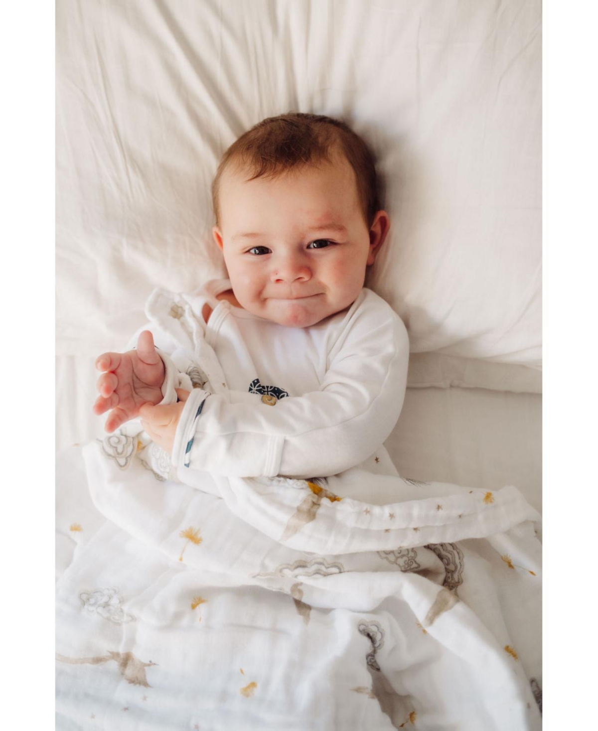 Certified Organic Muslin Four-Layer Reversible All Season Snug Blanket,- Peace on earth