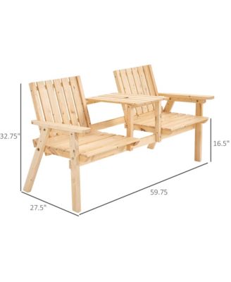 Outdoor Patio Tete a Tete Loveseat Garden Bench Chair Wooden Natural