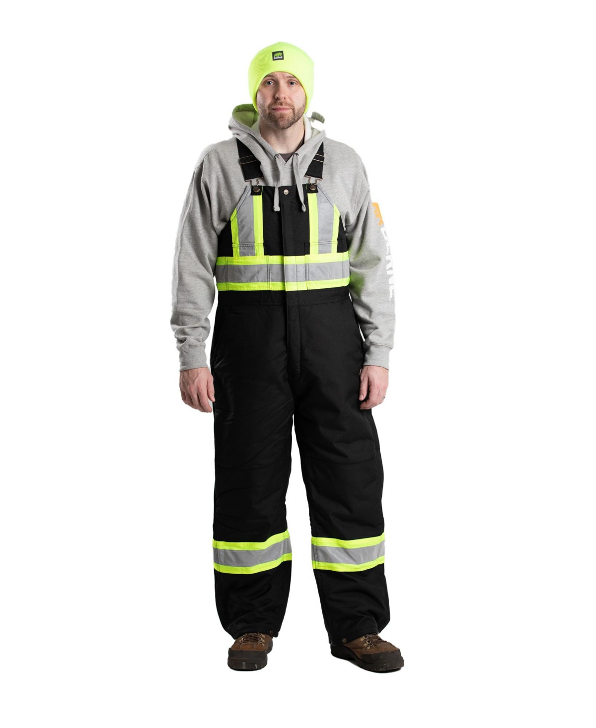 Big & Tall Safety Striped Arctic Insulated Bib Overall - Black