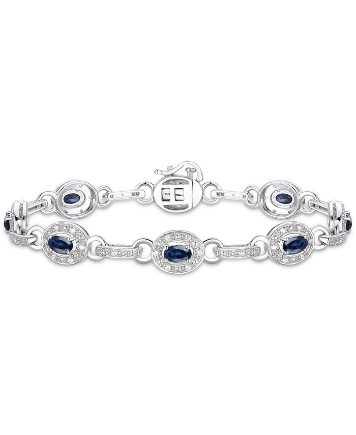 Macy's Sterling Silver Bracelet, Sapphire (25/8 ct. t.w.) and Diamond